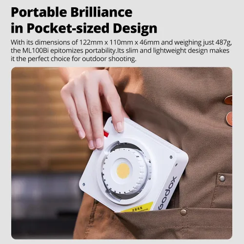 Miniatura 3 de Godox ML100Bi - Luz de video LED de 120 W, kit de iluminación de video bicolor de 2800K-6500K, 34300 Lux CRI 97+/TLCI 98+, control de aplicación