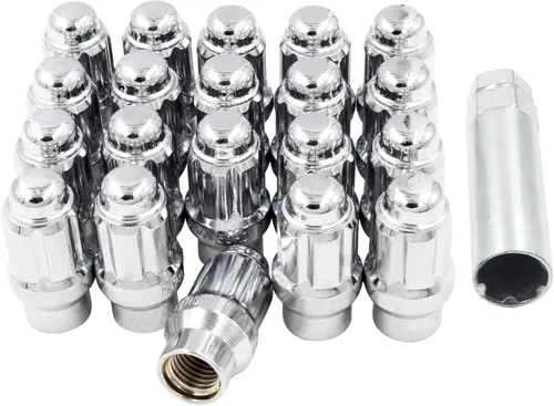 Miniatura 9 de Wheel Accessories Parts 20 piezas M12 1.25 12x1.25 rosca ET bellota de bulto (hilo extra para espaciadores) 1.42" de largo, tuerca de rueda cromada