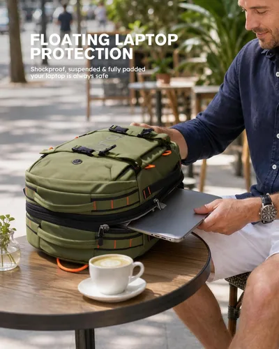 Miniatura 4 de Tolaccea Mochila de viaje para laptop para hombres y mujeres, mochila de transporte expandible de 40L-50L con compartimento húmedo y seco, mochila