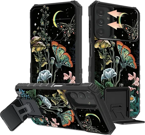 Miniatura 16 de Rossy Funda para Samsung Galaxy S22 Ultra para Samsung S22 Ultra con cubierta deslizante para cámara con función atril, funda híbrida de doble capa