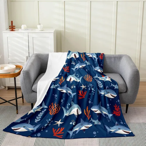 Miniatura 18 de Erosebridal Hammerhead Shark Flannel Blanket 40x50 Marine Life Fuzzy Plush Throw for Sofa Couch Hammerhead Shark Lover Gifts Ocean Sealife Fleece