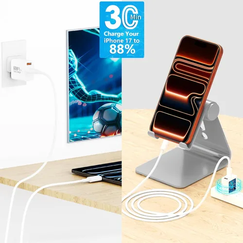 Miniatura 8 de [Apple MFi Certified] iPhone 17 Charger Fast Charging, Rombica 4Pack 60W USB-C Charger Dual Port PD&QC Type-C Dynamic Power Adapter + 6FT Type-C