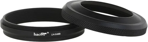 Haoge LH-X49B 2 en 1 - Juego de parasol de lente ultrafino de metal con anillo adaptador para cámara Fuji Fujifilm FinePix X70 X100 X100S X100T