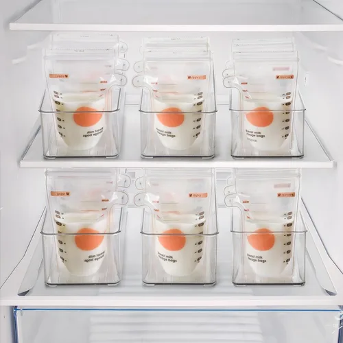 Miniatura 6 de Hudgan 4 Piezas Contenedores de Almacenamiento de Leche Materna para Refrigerador, Contenedores Organizadores Transparentes para Bolsas de Leche