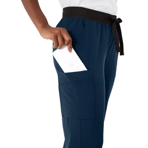 Miniatura 4 de ave. Varick - Pantalón médico de seis bolsillos para mujer, tiro medio, pierna recta, color azul marino, talla XS Petite