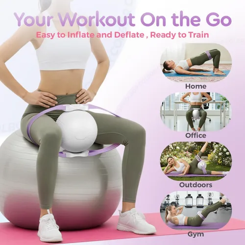 Miniatura 6 de Pelota de entrenamiento de muslos, 10-60 libras, ajustable, inflable, pélvico, ejercicio muscular, equipo de entrenamiento Kegel interior del muslo