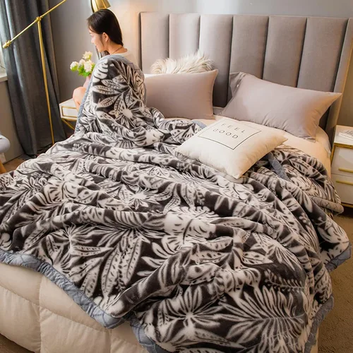 Miniatura 2 de LGYKUMEG - Manta de visón coreana de 59x79 pulgadas, manta suave y cálida de felpa sedosa - Manta reversible de 2 capas Raschel para cama individual