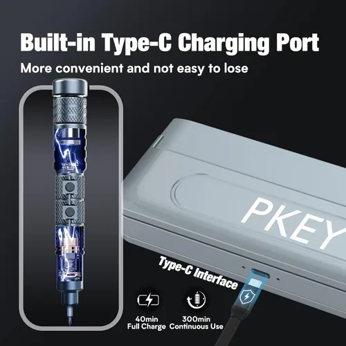 Miniatura 4 de PKEY Juego de mini destornilladores eléctricos, destornillador eléctrico de precisión, inalámbrico con 28 puntas magnéticas de precisión, par de 3