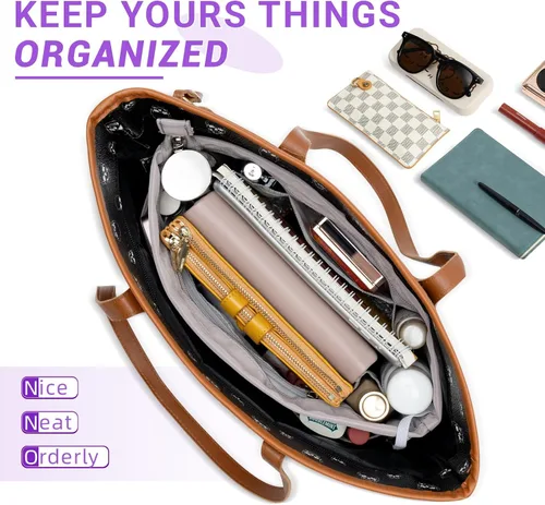 Miniatura 4 de HyFanStr Organizador de monedero con cremallera superior para bolso de mano, moldeador de bolsos con 13 bolsillos