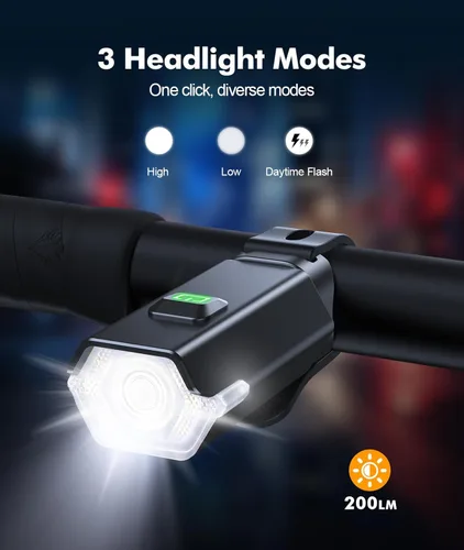 Miniatura 3 de Zewdov Super Bright Bike Lights for Night Riding, Adjustable Modes Bicycle Lights Front and Rear, Rechargeable & IP65 Waterproof Bike Headlight and