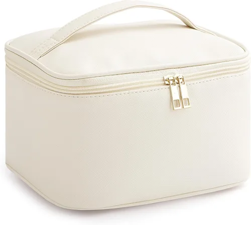 HBlife Bolsa de maquillaje de viaje portátil y bonita bolsa de cosméticos de cuero, bolsa de maquillaje grande, organizador de maquillaje, bolsa de