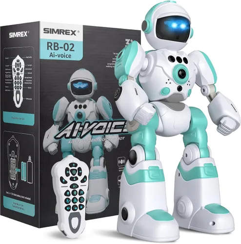 SIMREX Juguetes Robot para Niños, Robot de Control Remoto, Robot Programable con Voz Grabada Música Danza Control de Gestos, Regalo para Niños