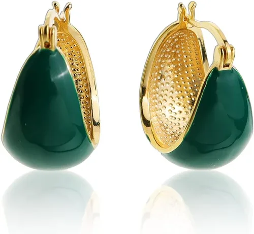 Sonateomber Aretes de aro gruesos y gruesos para mujer, diseño vintage dorado con circonita cúbica, orejas sensibles, hipoalergénicas, regalo de