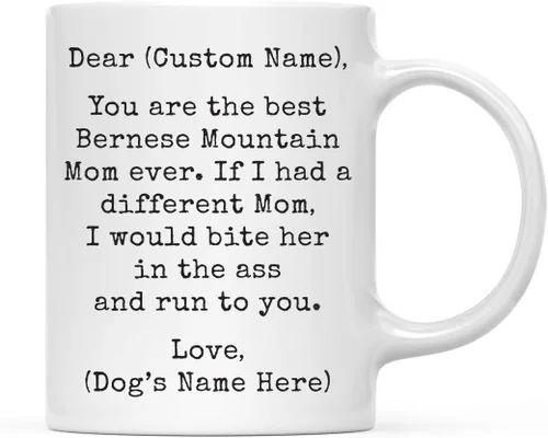 Miniatura 104 de Andaz Press Taza de café personalizada divertida con texto en inglés "Dog Mom", regalo de broma para la mejor mamá de perro cocker spaniel, muerde