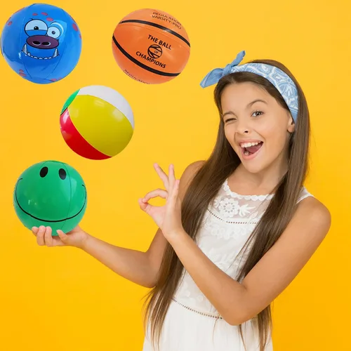 Miniatura 6 de The Dreidel Company Surtido de pelotas de playa, varios diseños para fiestas en la piscina, cumpleaños, juguete divertido de verano, 6 pulgadas