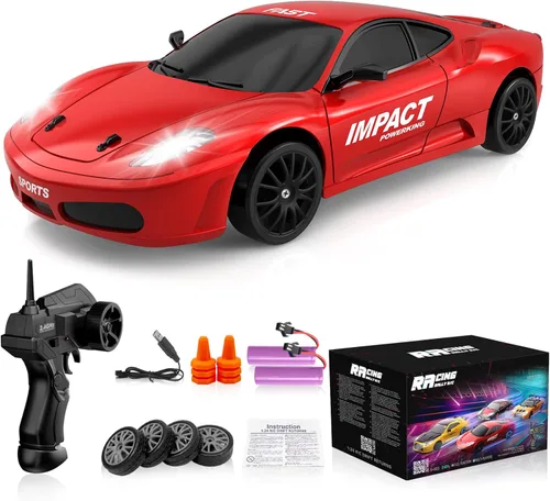 Auto de control remoto RC Drift Car 2.4GHz escala 1:24 4WD 15KM/H Modelo de vehículo de alta velocidad con luces LED Drifting Tire Racing Sport Toy