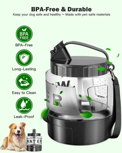 Miniatura 9 de Botella de agua para perros, tazón de viaje grande de 56 onzas para perros, dispensador de cuencos de agua portátiles para camping, artículos