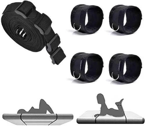 Miniatura 5 de Correas de cama Bonage para cama Queen, correas de amarre sexuales, sujetadores de cama tamaño King, juego de adultos para tobillo y muñeca, bandas