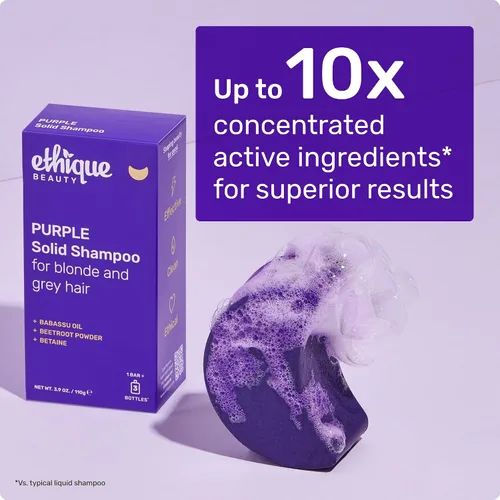 Miniatura 6 de Ethique Barra de champú morado para tonificar el cabello cobrizo, sin plástico, sin crueldad, vegano, 3.88 onzas, anteriormente Tone It Down