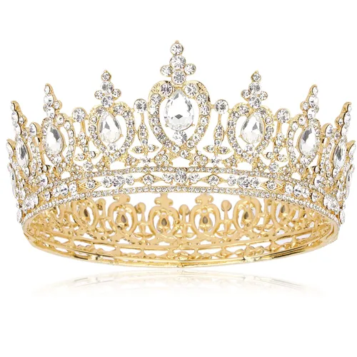 Miniatura 9 de COCIDE Corona de reina para mujer, tiara y corona de cristal de oro rosa para niña, accesorios para el cabello para boda, novia, fiesta