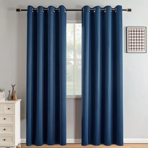 Miniatura 72 de IGEMAEVE Cortinas 100% opacas de 108 pulgadas de largo para dormitorio, juego de 2 paneles de cortinas opacas con bolsillo para barra y pestaña