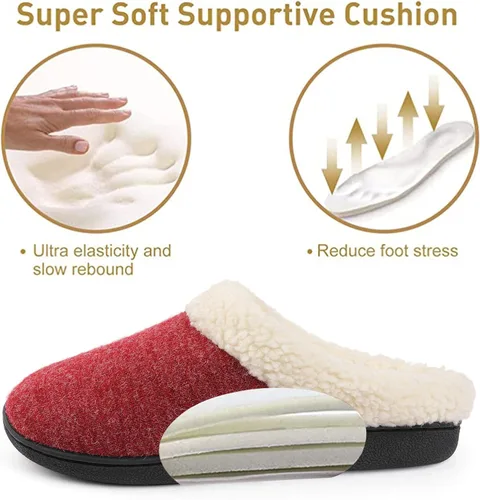 Miniatura 2 de Wishcotton Pantuflas de casa Sherpa con espuma viscoelástica para mujer para interiores y exteriores