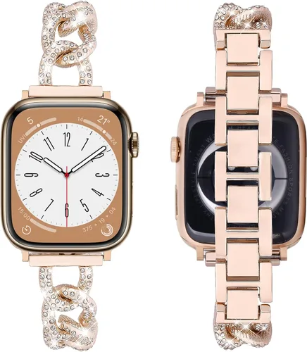 Miniatura 13 de VISOOM Bracelet Compatible for Series 11/10/9/8/se Apple Watch Band 46/45/44/42/41/40/38mm Series 7/SE Women Dressy Luxury Wristband Jewelry Metal