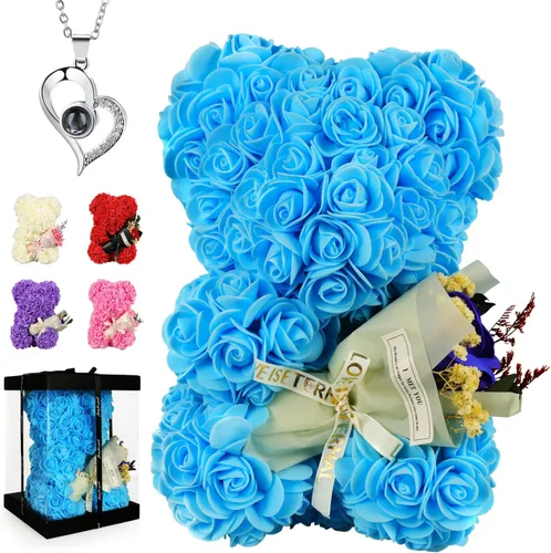 Oso de rosas para el Día de la Madre, regalo romántico de cumpleaños para novia, esposa, oso de rosas para mujer, oso de San Valentín con ramo de