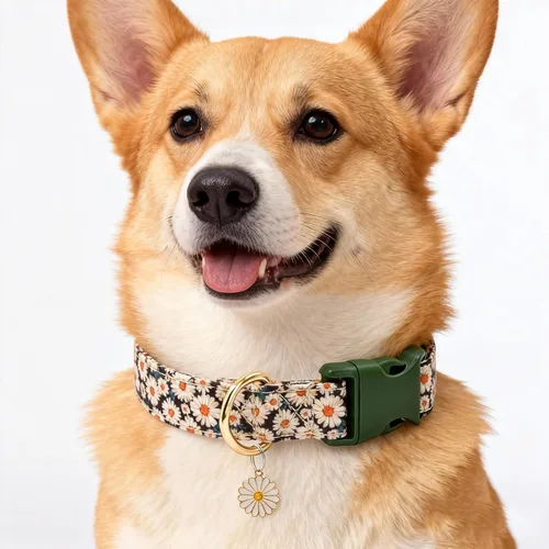 Miniatura 5 de Collar de perro con patrones de flores con accesorios, collares para perros de algodón suave para perros pequeños, medianos y grandes, hembras