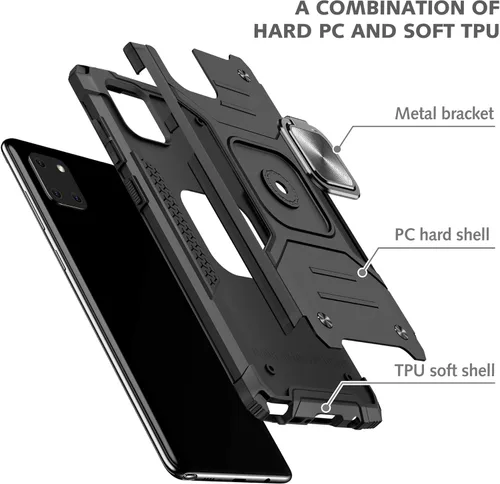 Miniatura 7 de Asuwish Funda para teléfono Samsung Galaxy Note 10 Lite con protector de pantalla de vidrio templado y soporte de anillo delgado híbrido protector
