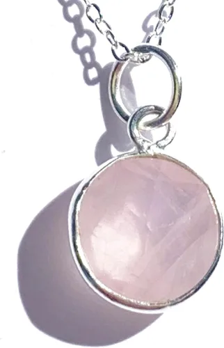 Miniatura 30 de Collar con colgante redondo, piedras preciosas naturales, labradorita, piedra lunar arcoíris, cristal, cuarzo rosa, amatista, citrino, plata de ley
