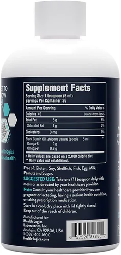 Miniatura 3 de Health Logics Aceite de semilla negra Rica fuente de Omega 6 y Omega 9 Aceite de semilla de comino negro puro prensado en frío para la salud