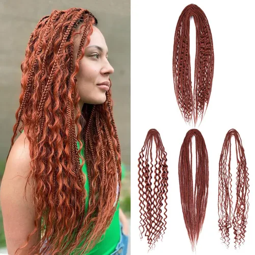 Miniatura 20 de 15 extensiones de rastas de doble extremo, 24 pulgadas, extensiones de rastas falsas de 0.6 pulgadas, color marrón degradado, extensiones de rastas