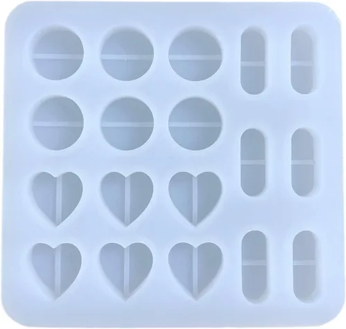 Miniatura 4 de Molde de relleno de resina de silicona con forma de corazón para colada de llavero colgante