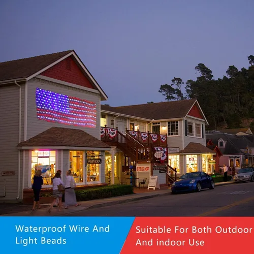 Miniatura 5 de Luces de bandera estadounidense, 420 luces LED de red de bandera de Estados Unidos, decoraciones del 4 de julio, decoración patriótica impermeable