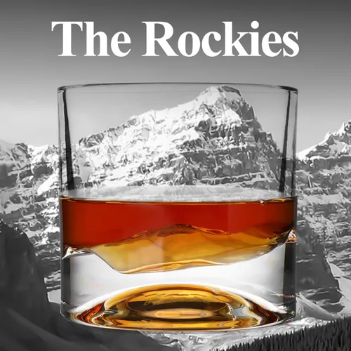 Miniatura 7 de LIITON Juego de 4 vasos de whisky para el Día del Padre, American Peaks, de cristal grueso y pesado 3D, copas de cóctel y bourbon de montaña
