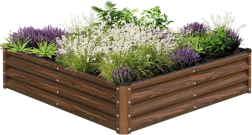 Miniatura 10 de SnugNiture Cama de Jardín Elevada Galvanizada 8x4x2 pies Cama de Cultivo Grande de Metal para Exteriores Caja de Maceta de Acero Kit para Cultivar