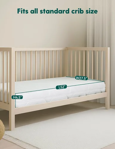 Miniatura 7 de BABELIO Colchón de cuna ultra transpirable 100% lavable núcleo de doble cara colchón para bebé niño pequeño con funda extraíble lavable a máquina