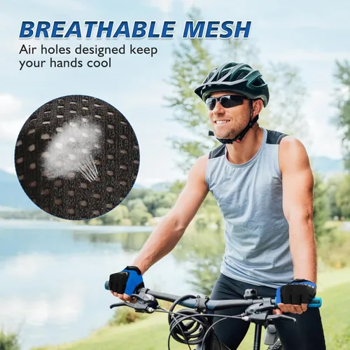 Miniatura 4 de Guantes de ciclismo con almohadilla absorbente de golpes, agarre extra, ajuste flexible, peso ligero, transpirable para hombres y mujeres ciclismo