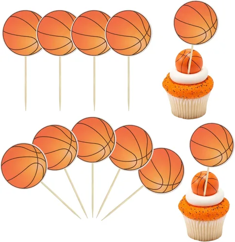36 piezas de adornos para cupcakes de baloncesto, estrellas, bolas deportivas, adornos para cupcakes para jugadores de baloncesto, decoración