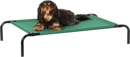 Miniatura 16 de Amazon Basics Cama elevada transpirable y refrescante para perros con marco de metal para perros grandes, 51 x 31 x 8 pulgadas, color gris