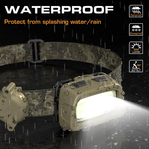 Miniatura 4 de Linterna frontal EverBrite, lámpara de cabeza de 300 lúmenes para adultos, 7 modos con luz blanca/roja/verde, faro LED ajustable 30° para camping