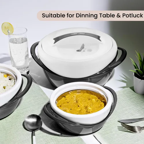 Miniatura 8 de Pinnacle Cacerola Grande Aislada con Tapa de 3.6 cuartos. Elegante Olla Caliente Calentador/Enfriador de Alimentos - Tazón Térmico para Servir