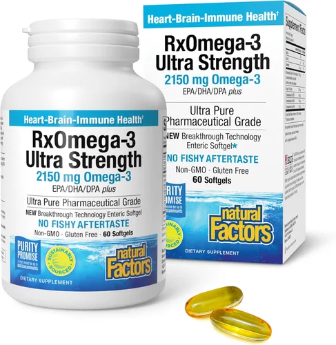 Miniatura 9 de Natural Factors RxOmega-3 Ultra Strength 2150 mg - Aceite de pescado con ácidos grasos omega-3 - Apoyo para la salud del cerebro y el corazón