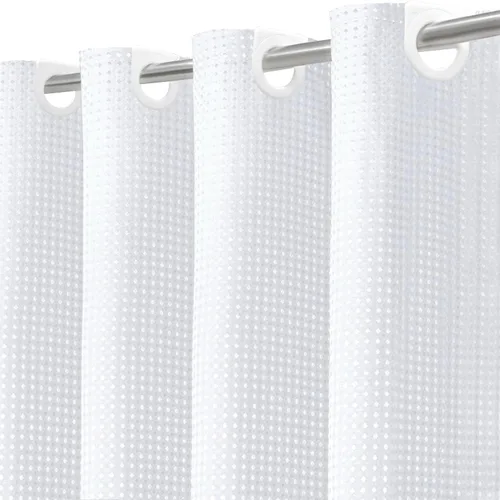 Miniatura 14 de Inhousolu - Cortina de ducha de tejido gofre sin gancho con forro de tela extraíble a presión para baño, dobladillo pesado resistente de 230 GSM
