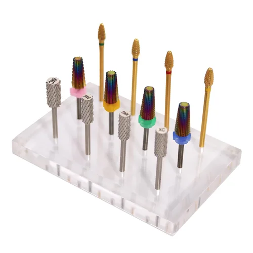 PANA Soporte Organizador de Exhibición Transparente de Acrílico Rectangular para Brocas de Uñas - Soporte de Almacenamiento de Brocas de Carburo