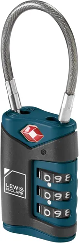Miniatura 8 de Lewis N. Clark Candado de equipaje aprobado por la TSA + cable de acero para maleta, mochila, bolsa para laptop + bolso, perfecto para aeropuerto