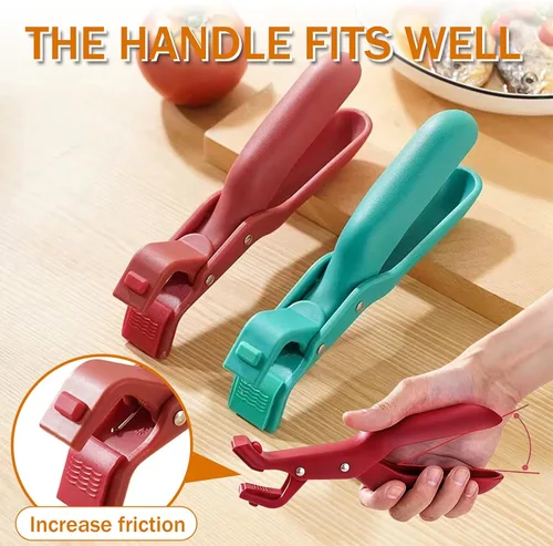 Miniatura 6 de Pinzas para placa caliente, clip antideslizante de silicona para cocina, para tazones, sartenes, platos, utensilios de cocina (rojo, azul)