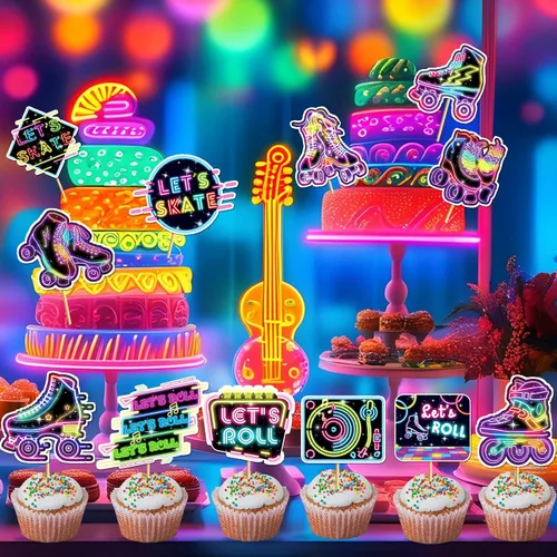 Miniatura 5 de 24 piezas de decoración de cupcakes de patinaje sobre ruedas, patín sobre ruedas, decoración de fiesta, decoración de cupcakes para patinar sobre