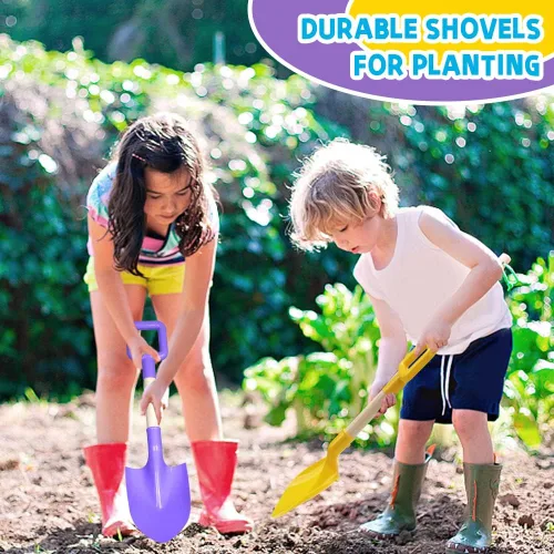 Miniatura 5 de Dilabnba Palas de arena para niños de 16 pulgadas, mango de madera resistente, palas de plástico ABS, herramientas para excavar playa, arenero